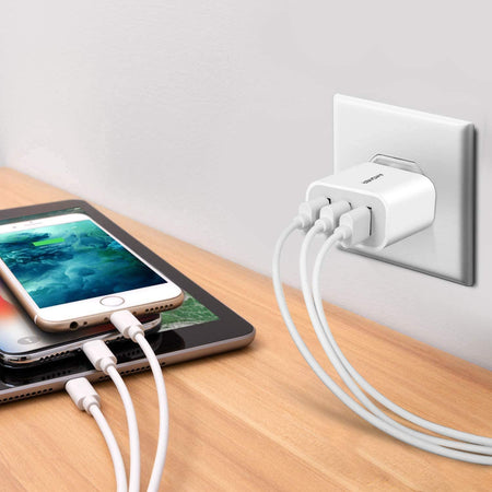 USB Wall Charger, 2Pack 15W 3-Port USB Plug Cube USB Cube Power Adapter for Iphone 14/13/12/11/Pro/Promax/Xs/Xr/X/8, Galaxy S22 S21 and More and More