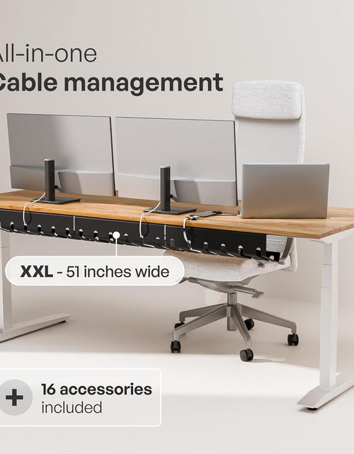 Load image into Gallery viewer, Cable Management under Desk for Easy Mounting Under-Table I Set of 3 - with 10X Cable Ties I Desk Organizer for Office/Home Office Table Thoughtful Cable Tray Holder, Black
