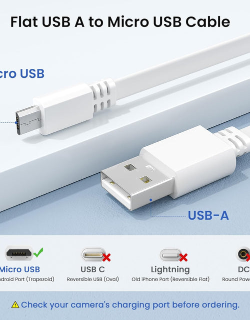 Load image into Gallery viewer, Micro USB Power Cable 20 FT (2 Pack),Flat Micro USB Charging Power Cord,Charger for Wyze Cam V3 Pan 25,Nest Yi Cam 15,Blink XT XT2 Mini,Outdoor 3Rd Gen Camera 16,Arlo Q,Xbox One Controller
