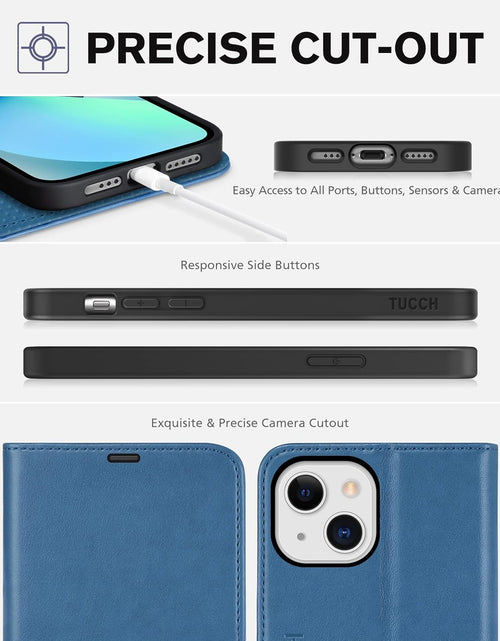 Load image into Gallery viewer, Case for Iphone 13 Wallet Case 5G, RFID Blocking Card Slot Holder [TPU Interior Protective Case], Magnetic Folio PU Leather Stand Flip Cover Compatible with Iphone 13 6.1" 2021, Lake Blue
