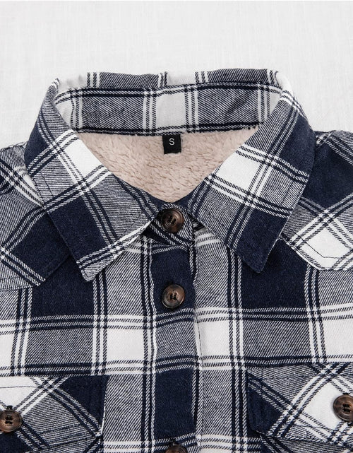 Load image into Gallery viewer, Womens Sherpa Lined Flannel Jacket with Hand Pockets, Plaid Button down Fuzzy Shirt Jackets
