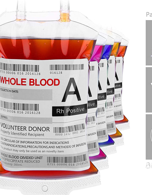 Load image into Gallery viewer, Blood Bags for Drinks, 10 IV Bags for Halloween Party Decoration, Reusable Drink Pouch for Live Blood of Theme Parties, Masquerade,Vampire,Zombie,Nurse Graduation Party Props
